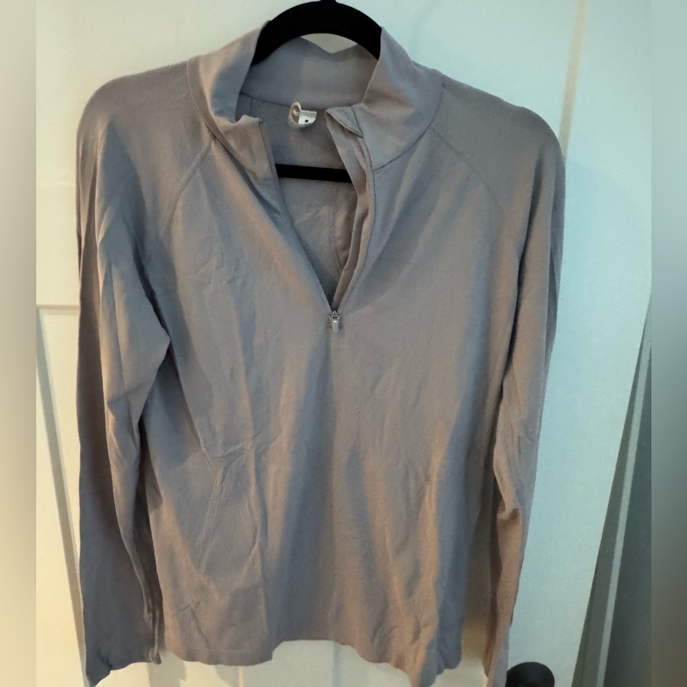 Athleta Momentum Seamless Half-Zip size large grey/lavender barely worn